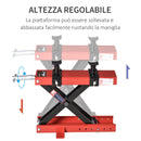 Cavalletto Alzamoto a Forbice 49,5x31x19-53 cm Regolabile in Metallo Rosso