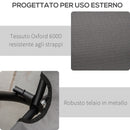 Sedia Pieghevole da Giardino 65x65x94 cm in Metallo e Tessuto Oxford Grigio