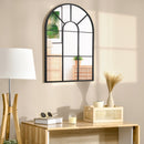 Specchio a Parete e a forma di Arco 91x60 cm in Metallo Nero e Vetro
