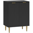 Credenza Moderna 60x40x80 cm con 2 Ante e Ripiano Regolabile con Gambe in Metallo in MDF Nero      