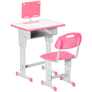 Banco Scuola per Bambini con Sedia ad Altezza Regolabile in Acciaio e MDF Rosa 