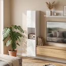 Mobile Multimediale Slim 27x30x132 cm a 5 Ripiani con Ripiani Regolabili Bianco      
