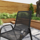 Set 2 Sedie da Giardino 54x71x93 cm Impilabili con Braccioli Curvi in Acciaio e Tessuto Traspirante Nero      