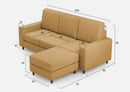 Divano 3 Posti con Pouf 208x155x85 cm Sakar in Tessuto Ocra
