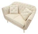 Divanetto Budapest Crema con Cuscini 130x83x91 cm in Compensato e Spugna e Ferro e Poliestere Crema      