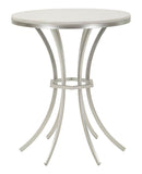 Tavolinetto Istanbul Ø56x68 cm in Ferro e Marmo Argento e Bianco      