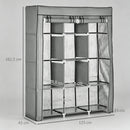 Armadio Salvaspazio con Base Rialzata 125x43x162,5 cm 8 Ripiani e 2 Barre in Tessuto non Tessuto e Acciaio Grigio Chiaro      