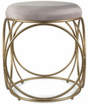 Sgabello Tondo Ø40x46 cm in Ferro e Velluto Soriani Rosa Cipria