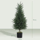 Set 2 Piante Artificiali Albero di Cipresso Ø40x90 cm in PE Anti-UV Verde      