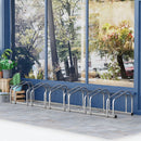Rastrelliera Porta Biciclette 6 Posti 179x33x27 cm in Acciaio Argento