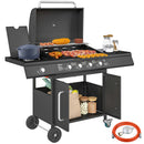 Barbecue a Gas con Fornello Laterale 129,5x56x110 cm Tavolino e Armadietto in Acciaio e PP Nero 