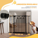 Cancelletto per Cani 74-100x76 cm 4 Viti Regolabili e Nastro Adesivo in Metallo e Plastica Nero      
