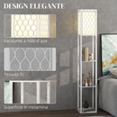 Lampada da Terra 2 in 1 Moderna 26x26x160 cm con 3 Ripiani Attacco E27 in MDF Bianco      