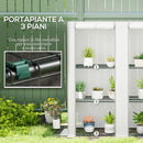 Serra da Giardino  144x48x142-152 cm con 2 Porte Avvolgibili 3 Ripiani e Tasche Laterali in PE Bianco e Grigio      