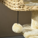 Albero Tiragraffi per Gatti con Casetta e Trespolo 60x40x98 cm in Legno e Poliestere Marrone e Beige 