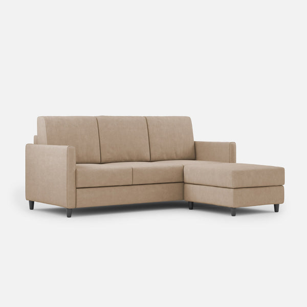 sconto Divano 3 Posti con Pouf 198x155x85 cm Karay in Tessuto Beige