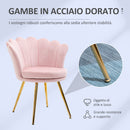 Poltrona da Salotto in Stile Vintage 67x64x77 cm Schienale a Conchiglia in Velluto Rosa  