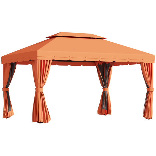 sconto Gazebo da Giardino di Lusso con Tettoia Idrorepellente 2.9x3.9m Arancione
