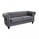 Divano 3  Posti Chesterfield 197x74x82 h cm in Velluto Grigio