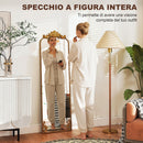 Specchio da Terra a Figura Intera 50x160 cm in Stile Barocco in Metallo Oro      