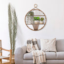 Decorazione da Parete con Mensole Bacheca Fuji 60,5x10,5x76 cm in Rattan Marrone      