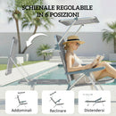 Sedia a Sdraio 62x68x79 cm Reclinabile a 6 Livelli con Tettuccio e Poggiatesta, in Alluminio e Rete Grigio      