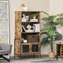 Libreria 3 Ripiani e 2 Ante 81x40x160 cm in Legno e Metallo Marrone e Nero
