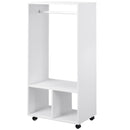 Mobile Appendiabiti con Barra in Alluminio e 2 Ripiani Aperti 60x40x128 cm in Truciolato Bianco