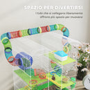 Gabbia per Criceti a 5 Piani 47x30x59 cm con Tubi Ruota Casetta e Accessori Verde      