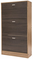 Scarpiera 3 Scomparti in MDF 63x24x115 cm Soriani Marrone Chiaro e Scuro