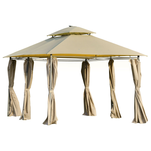 sconto Gazebo da Giardino con Pannelli Solari e LED 3x4m in Acciaio Cachi