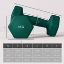 Set 6 Pesi Manubri con Supporto Coppie da 1-2-3 Kg in Metallo Verde e Nero   