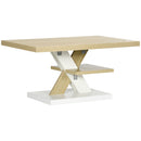 Tavolino da Caffè  90x60x45 cm con Ripiano Centrale in Legno Bianco e Legno