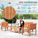 Set da Giardino 5 Pezzi con Divanetto 2 Poltroncine e 2 Tavolini in Polipropilene a Doghe Arancione   
