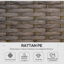 Set Salotto da Giardino Divano 2 Poltrone e Tavolino in Rattan Marrone