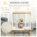 Cuccia per Cani di Piccola Taglia 64,5x48x70,5 cm in Legno e Acciaio Bianco e Quercia