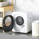Mini Asciugatrice Portatile 48x43x57 cm Capienza 4 kg 5 Programmi 800W Fino 60℃ Timer Tamburo in Acciaio Inox Bianco      