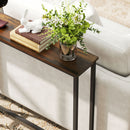 Tavolo Consolle in Stile Industriale 160x20x80 cm con Stazione di Ricarica in Legno e Acciaio Marrone  
