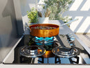 Composizione 2 Moduli Cucina Cucina 3 Fuochi a Gas + Armadietto con Cassetti Top in Acciaio Inox Nero   