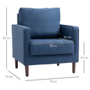 Poltrona 76x70x87 cm in Tessuto Effetto Lino Blu