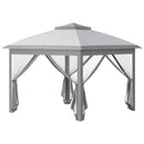 Gazebo da Esterno 330x330x280 cm Pieghevole ad Altezza Regolabile con Zanzariere Grigio      