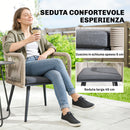 Set 2 Sedie da Giardino 54x65x80 cm con Cuscini e Braccioli in Acciaio e Rattan PE Grigio Scuro      