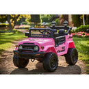 Macchina Elettrica per Bambini Fuoristrada Toyota Fj Cruiser 12V Telecomando Ruote in Gomma e Sedile in Pelle Rosa