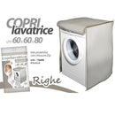 Telo Copertura Lavatrice 60x60x80 cm Protezione con Chiusura Zip in Tessuto a Righe Tortora      