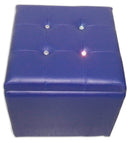 Cubo Pouf Contenitore in Similpelle e Cristalli Renier Blu