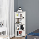Libreria ad Angolo da Parete e Muro con 4 Ripiani in Legno Bianco 39.5x39.5x120 cm 