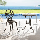 Set 3 Pezzi da Giardino con 2 Sedie e Tavolo Rotondo con Foro per Ombrellone in Alluminio Bronzo      