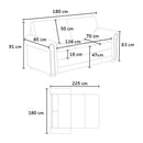 Divano Letto 180x85x92 cm in Tessuto Nero