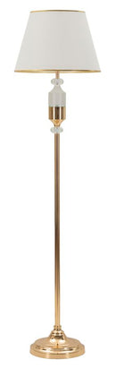 Lampada da Terra Gipsy Ø40x160 cm in Ferro e Tessuto Oro e Bianco      