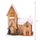 Casetta con Neve con 10 Led 31 cm in Legno e Plastica